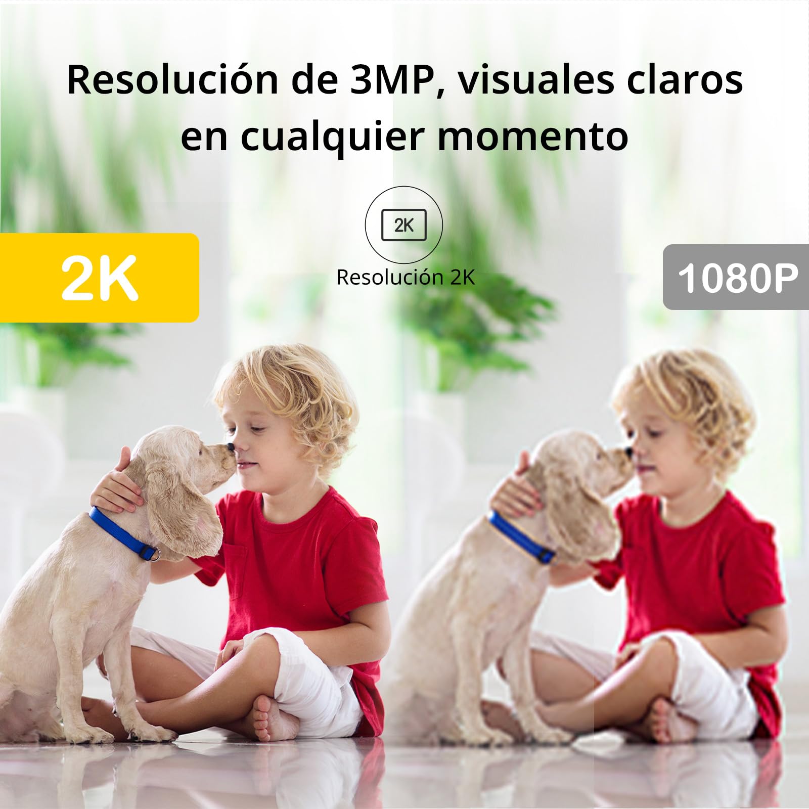 BoyKeep Cámara de vigilancia WiFi Interior 2K 2.4GHz, Monitor de bebé Mascotas con cámara, Visión Nocturna, Detección de Movimiento/Sonido, Audio bidireccional, Almacenamiento en SD y en la Nube, K10