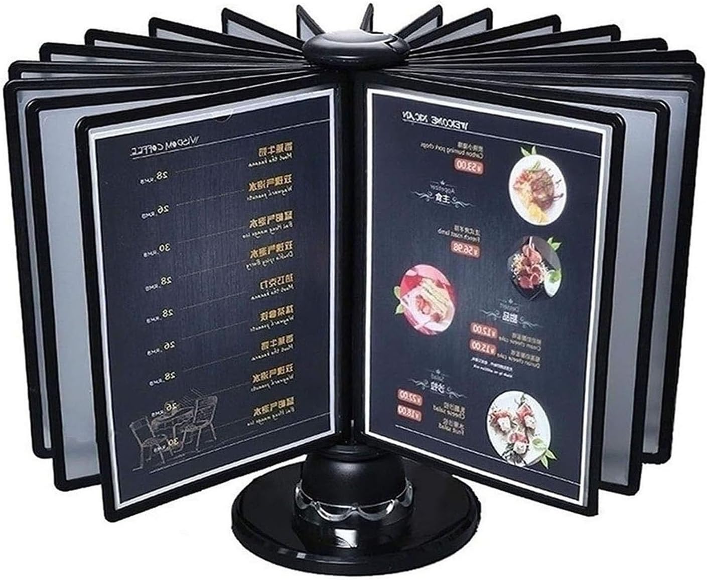 Desk Reference Organizer - Rotatable Desktop Reference System, 20 Double-Sided Panels, 40 Sheet Capacity, Catalog Display Rack, Letter-Size, for Office/Home Display and Storage A4 Documents