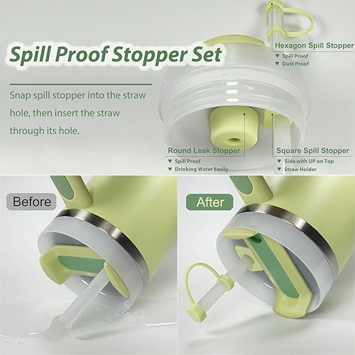 Miniatura 16 de Stanley Cup - Juego de accesorios que incluye 6 tapones de silicona a prueba de derrames, 2 tapas de popote para popotes de 0.39 a 0.39 pulgadas, 1