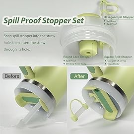 Stanley Silicone Accessories Set - 6 Pcs Spill Proof Stopper, 2 Straw Covers, 1 Silicone Boot for 40oz & 30oz Tumbler (Citron)