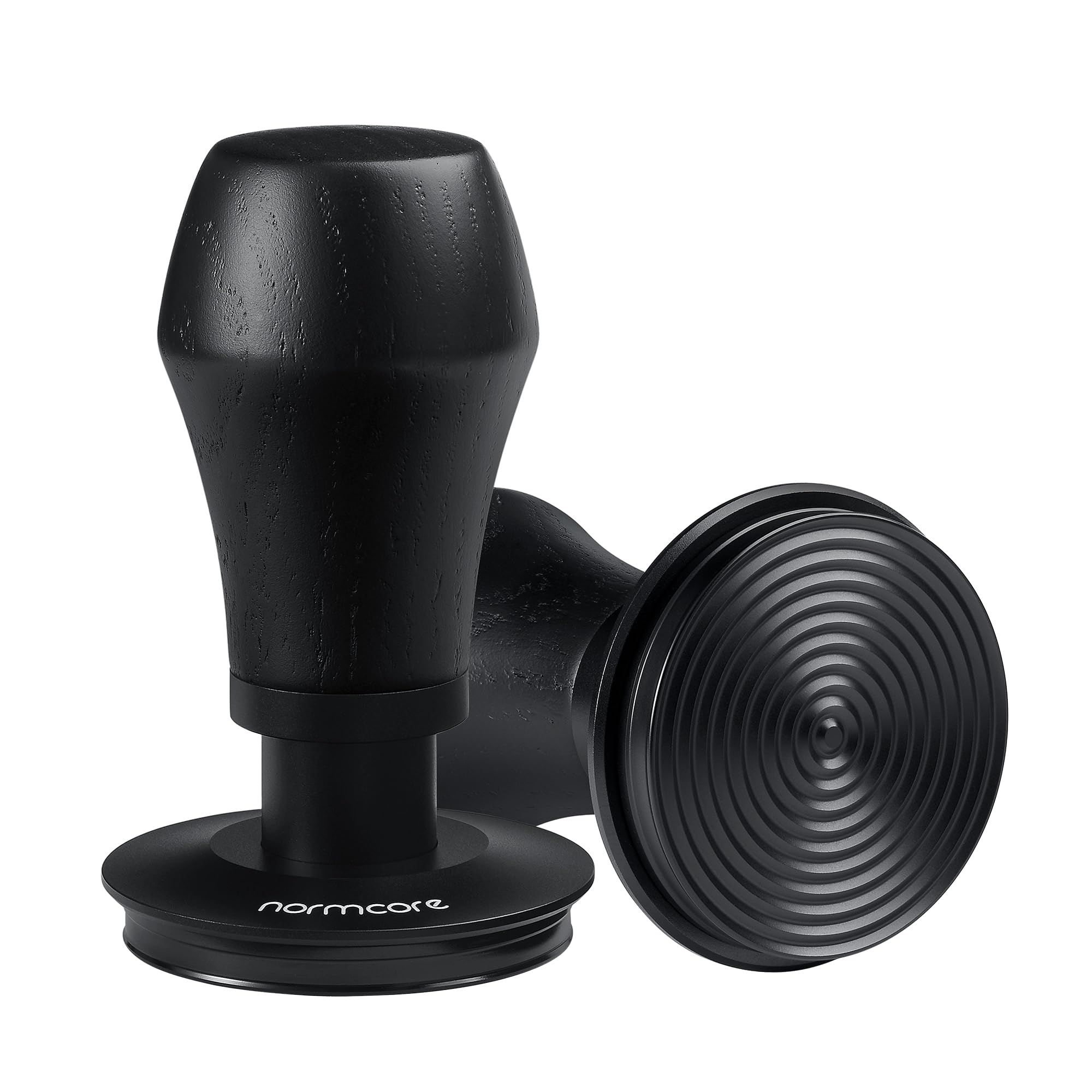 Normcore Black 53.3Mm Espresso Coffee Tamper V4 - Spring Loaded Tamper With Titanium Pvd Coating Ripple Base -15Lb / 25Lb / 30Lbs Replacement Springs, Genuine Oak Wood Handle