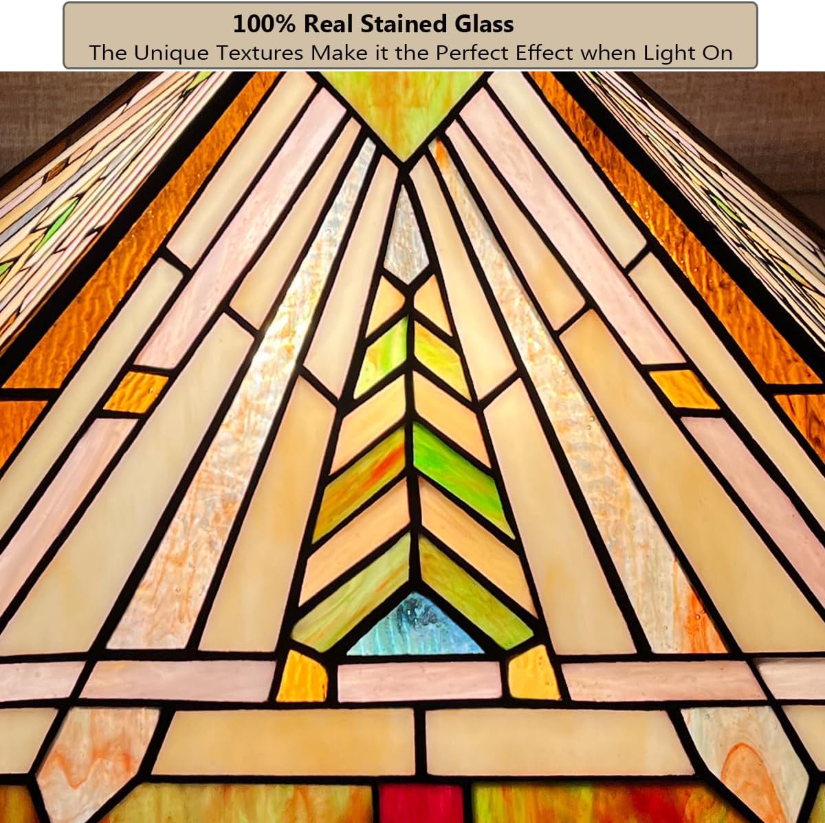 Tiffany Lamp Shade,16 inch Mission Style Handcrafted Stained Glass Replacement Lampshade for Table Lamp and Floor Lamp