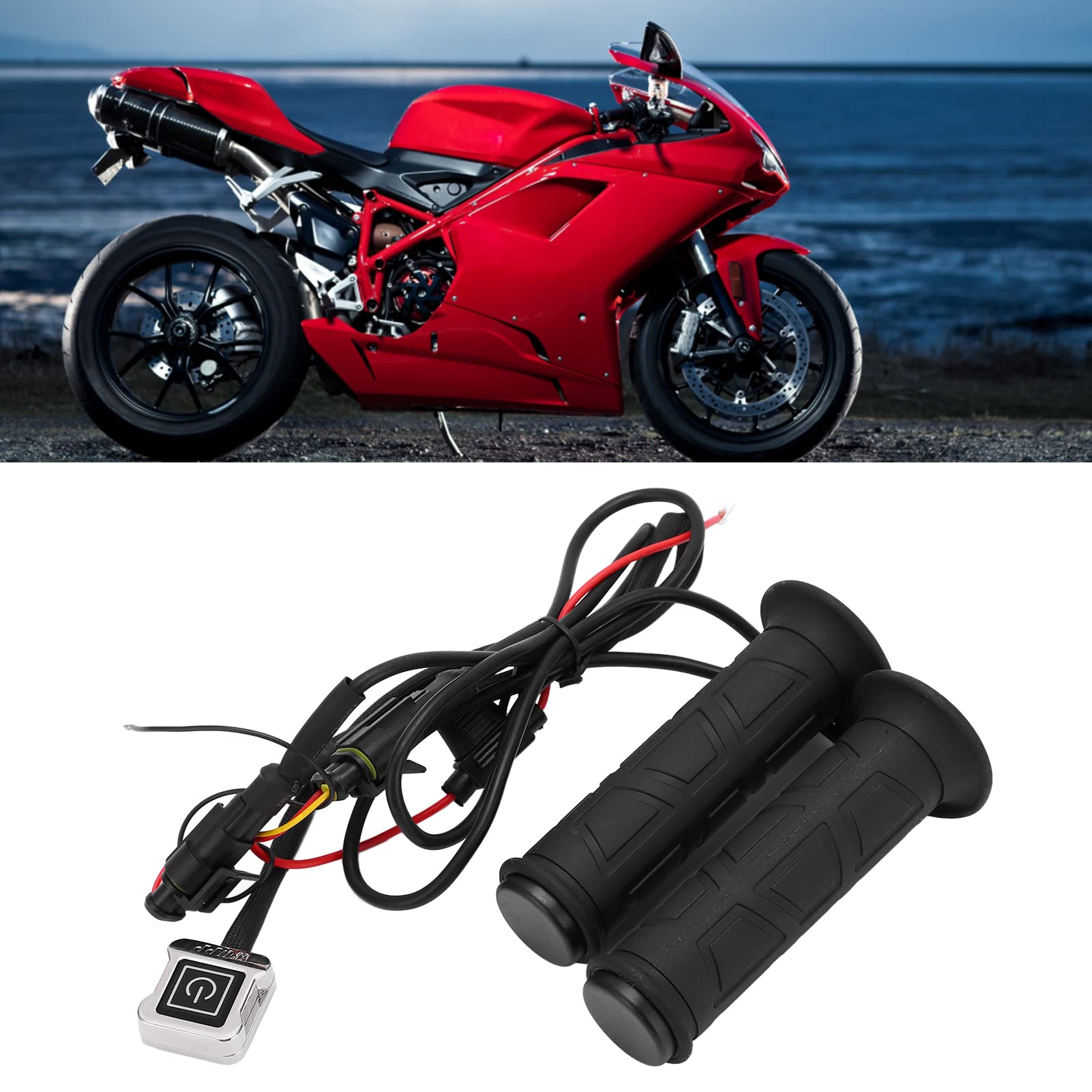 1 Paire de poignées de Guidon de Moto, 22mm, 7/8 Pouces, Thermostat Intelligent à 3 Vitesses, poignée chauffante électrique