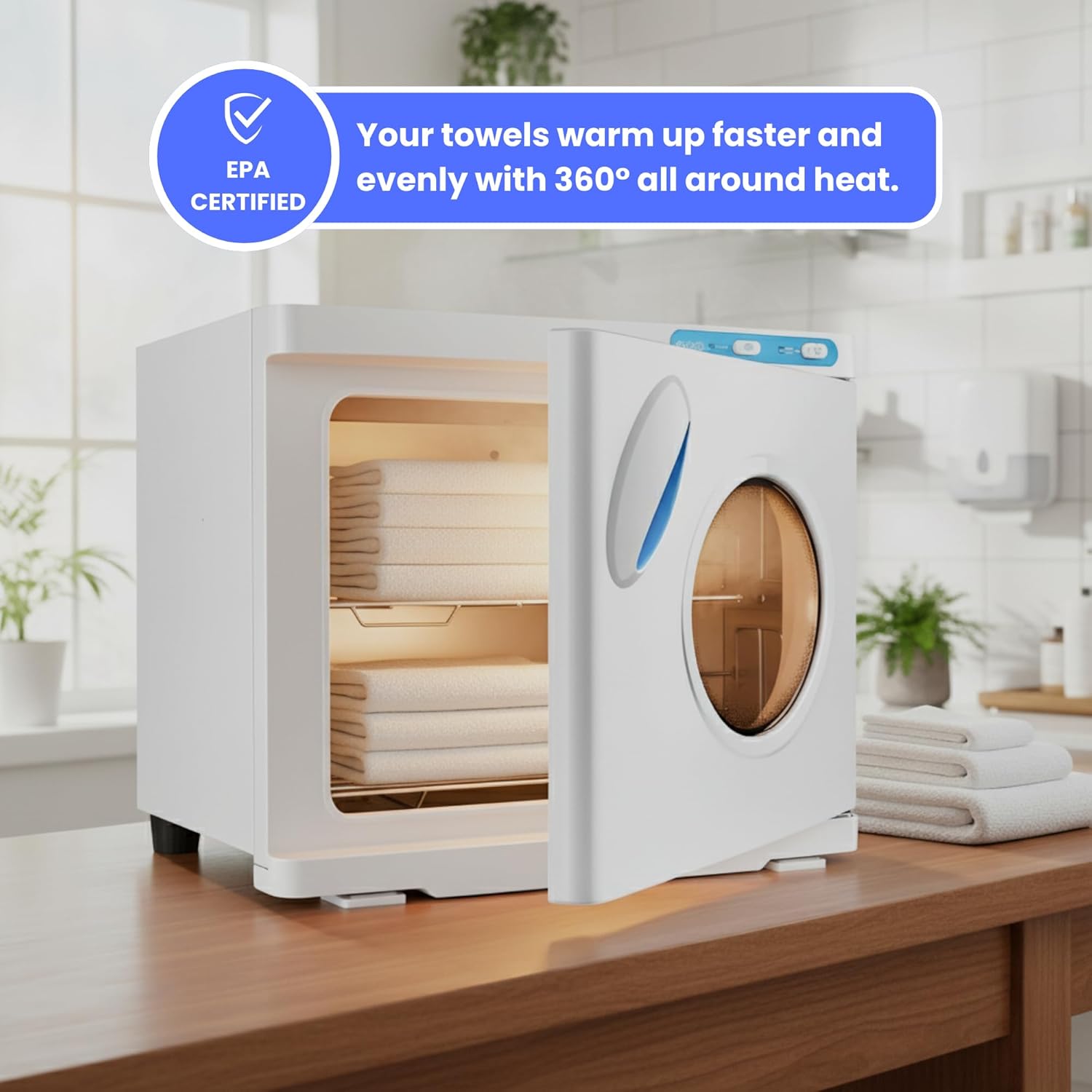 KUYRA Hot Towel Warmer Cabinet 23L Large Capacity with Window|Stainless Steel Interior with Dual Racks, Face Towel Warmer for Bathroom, Heating Cabinet for Salon, Spa Room Essentials & Spa Equipment