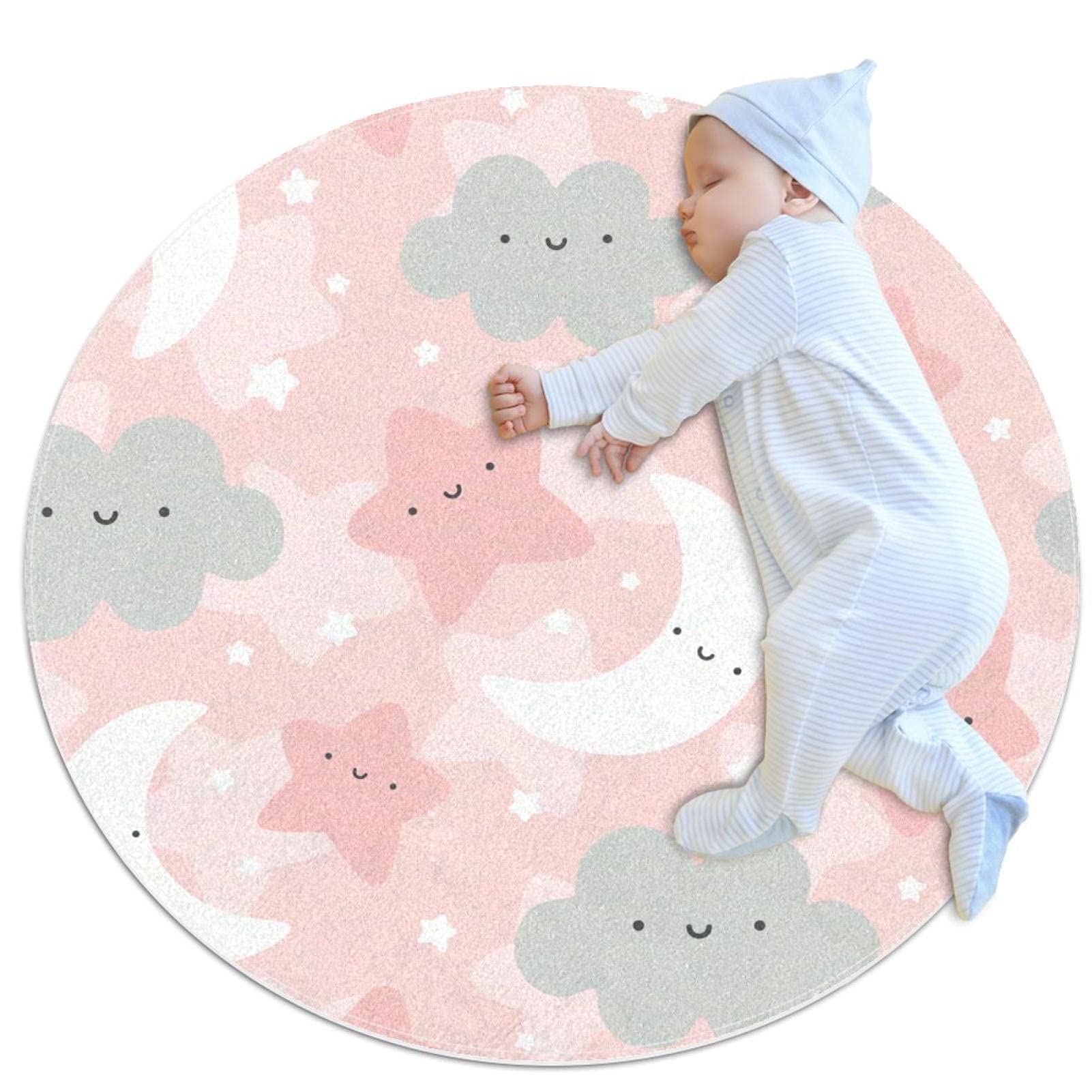 Alfombra infantil redonda de nubes JDEZ alfombra de juego para habitación de niños de 80x80cm