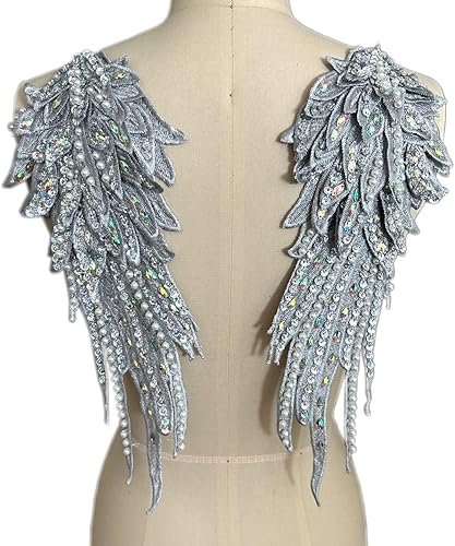 Parches de lentejuelas con alas de ángeles de la guarda, apliques de diamantes de imitación para ropa, chaquetas, jeans, vestido, decoración de