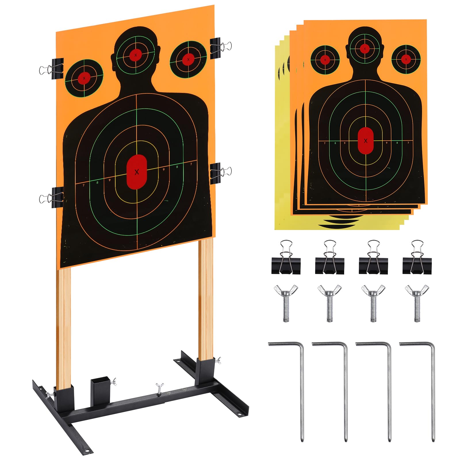 Shooting Target Stand, Heavy Duty Holder with Adjustable Base for Paper Cardboard Silhouettes, Stable H Shape Stand for Shooting Range Indoors Outdoors, Ideal for USPSA/IPSC, IDPA Practice