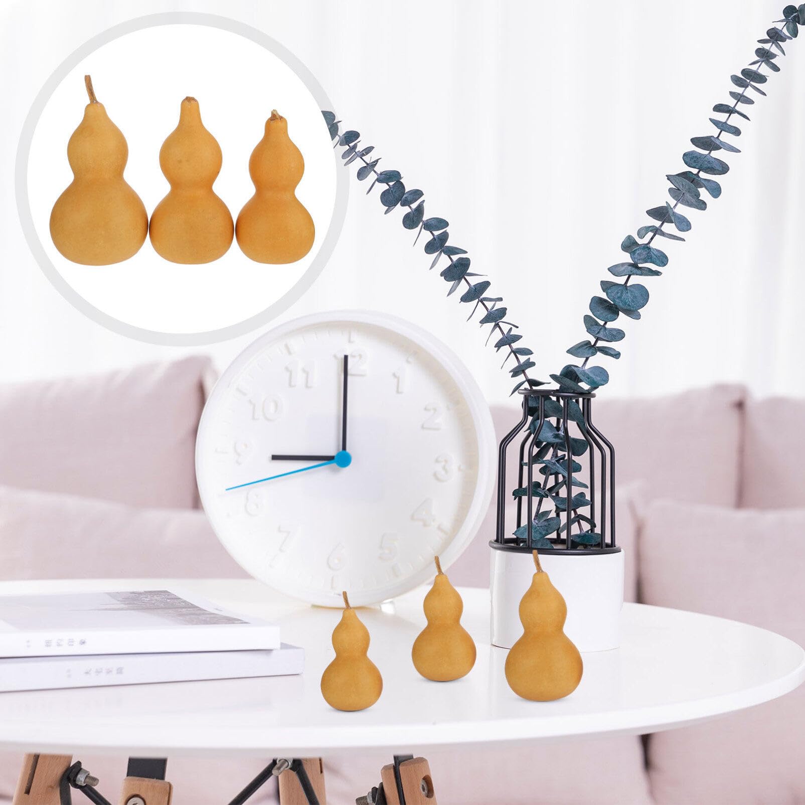 STOBAZA Natural Dried Gourds 3pcs Unfinished Wood Gourd Bottle DIY Painting Wood Peg Doll Dried Gourds for Crafts Arts Chinese Gourd Bottle Feng Shui Hu Lu Ornament 9-12CM