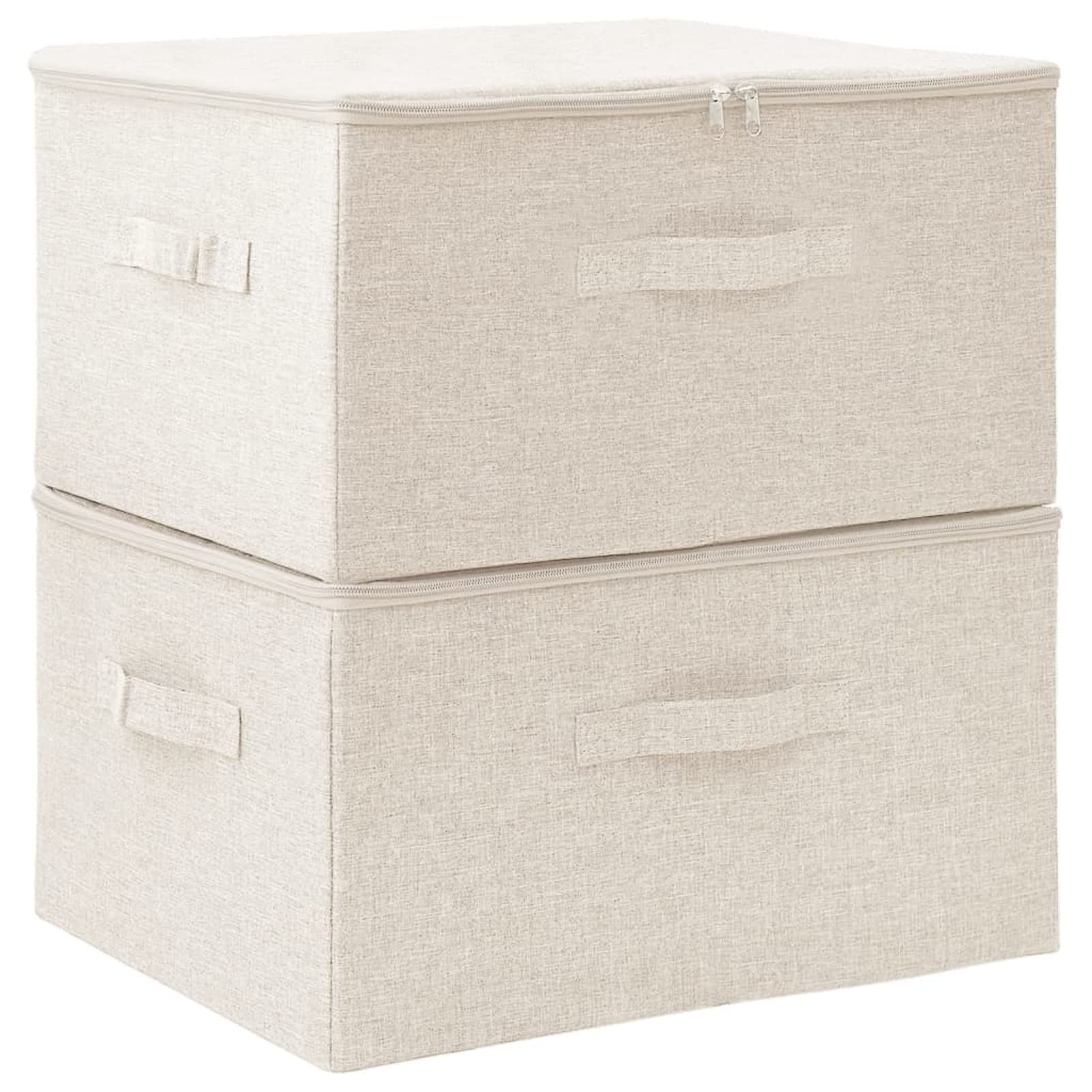 Cajas de almacenaje 2 uds, Organizador Cajones, Cajas Organizadoras, Caja Juguetes Almacenaje, Contenedores De Almacenamiento, Cubo Almacenaje, Tela Crema 43x34x23 cm