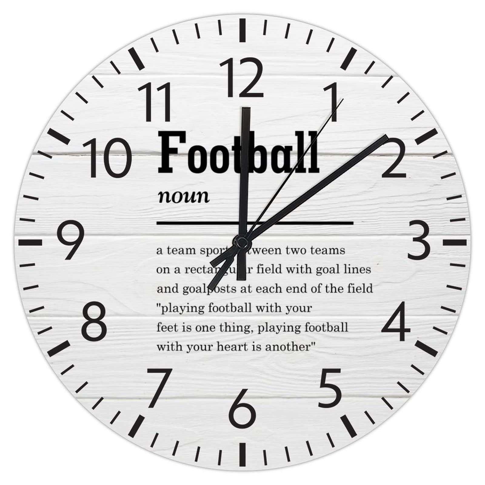 Horloge murale sans tic tac mecanisme fluide quartz football 30.5 cm en PVC durable