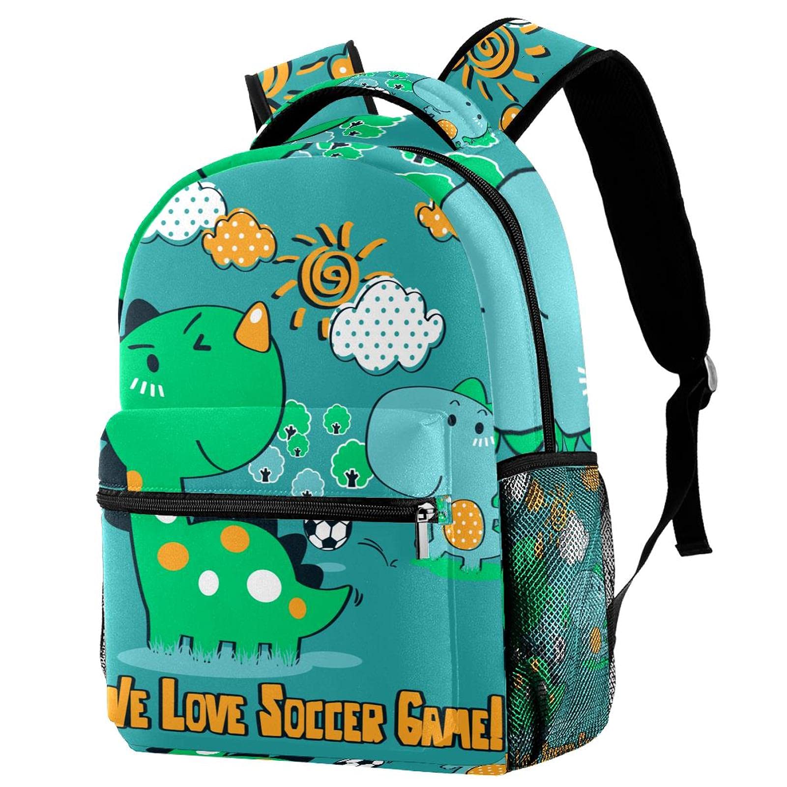Sac à dos jaune dinosaure nuage multicolore doté de compartiments multiples - 7
