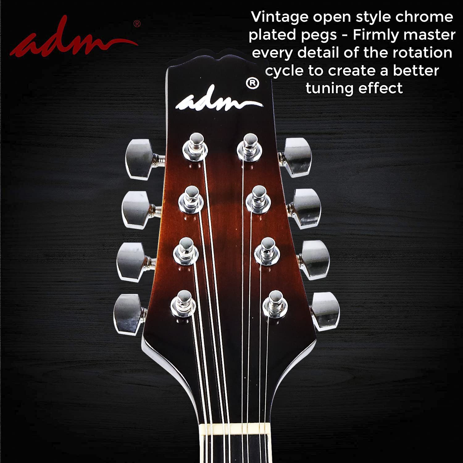 ADM Akustisches Mandolinen-Instrumenten-Set, Musik, A-Stil für Kinder, Studenten, Erwachsene, Holz-Mandolinen, Anfänger-Set mit Tasche, Stimmgerät, EQ, Gurt, Saiten, Plektren und Aufhänger, Sunbrust