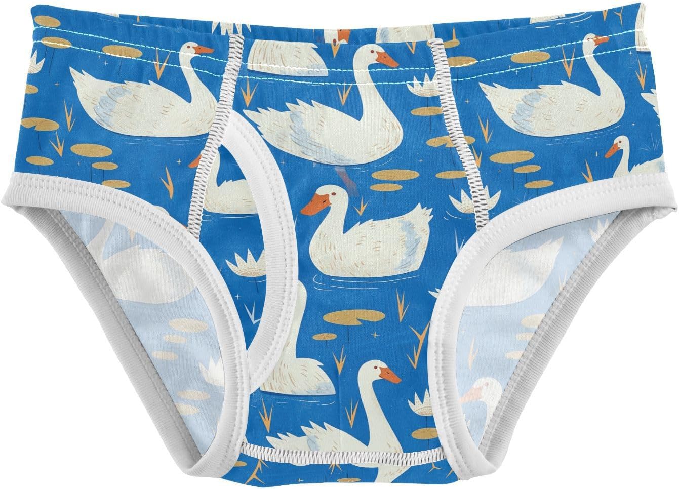 visesunny Boys Cotton Underwear Swan Blue Pond Printed Toddler Soft Training Briefs Size 2T-8Y for Kids