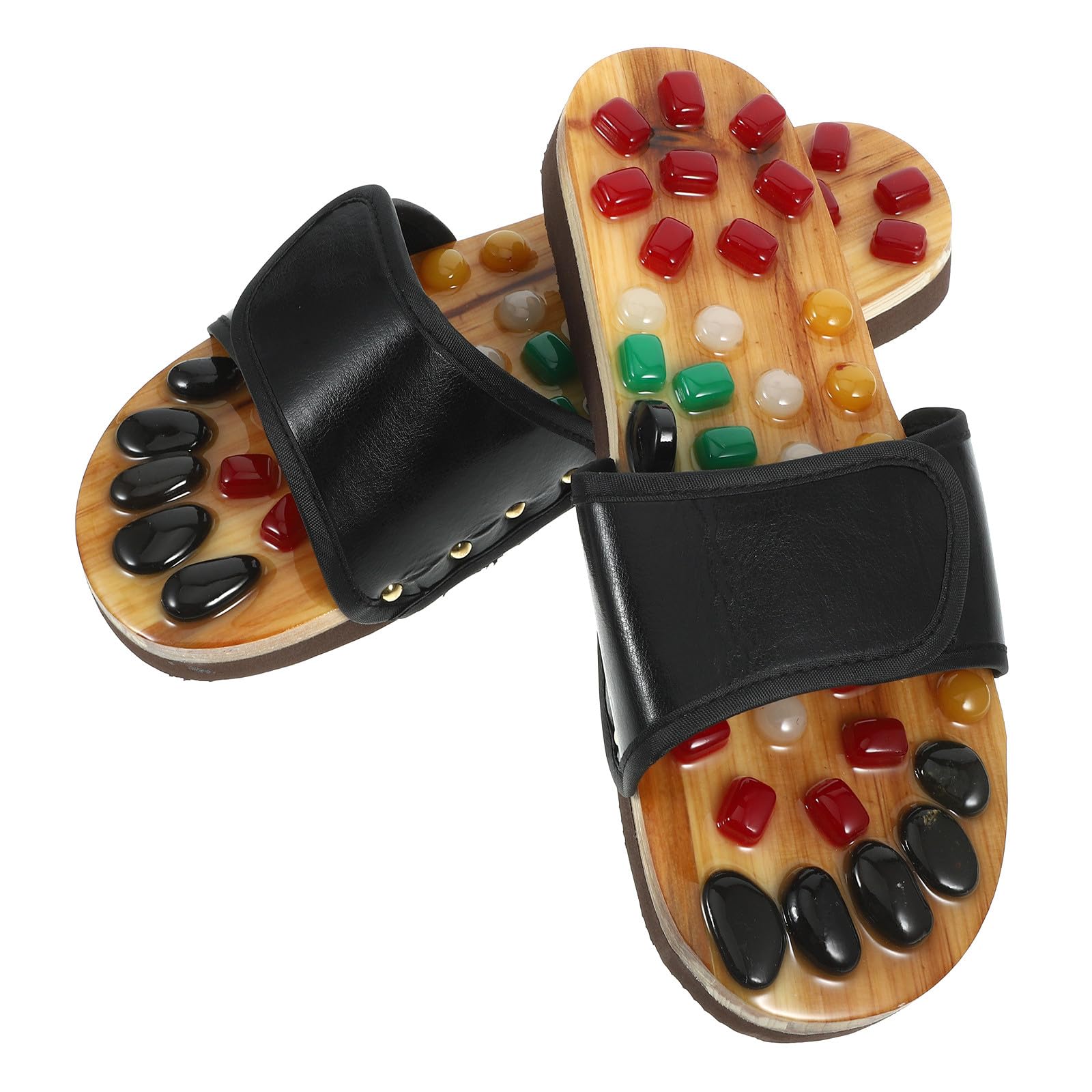 Akupressur Massagesandalen Schwarz Größe 43-44 aus Pu Eva | Fußsohlenmassage, Lindert Plantarfasziitis, Geschenk für Freunde und Familie