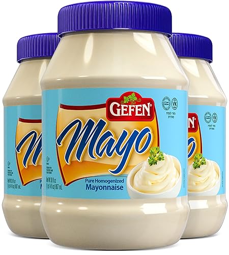 Gefen Mayonesa rica y cremosa, 30 onzas (paquete de 3) Sin jarabe de maíz Sin soja Gran sabor y consistencia Certificado Kosher para Pascua