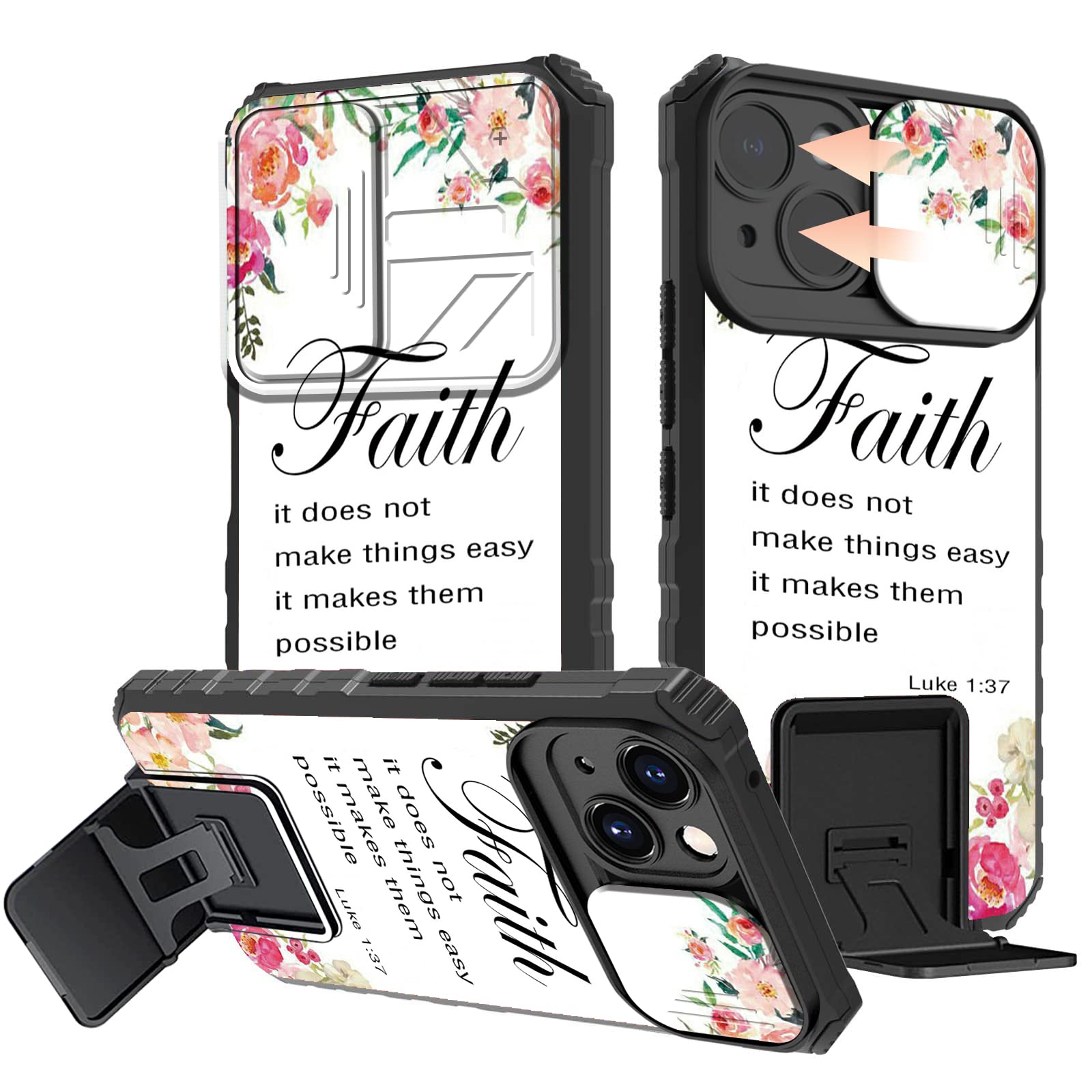 Rossy for iPhone 14 Case 2022,for iPhone 14 Phone Case with Slide Camera Cover Built-in Kickstand Dual Layer Hybrid Shockproof Protective Case for