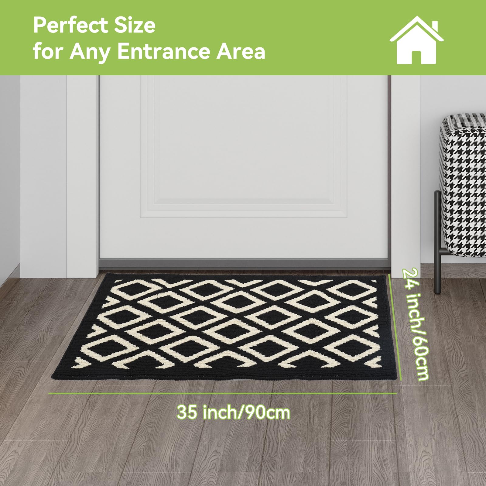 OTraki Felpudo de Entrada 60x90cm, Felpudo Entrada Lavable en Lavadora Felpudo Interior con Base Antideslizante de TPR Alfombra con Microfibras Suaves Absorbentes para Perros, Entrada, Cocina