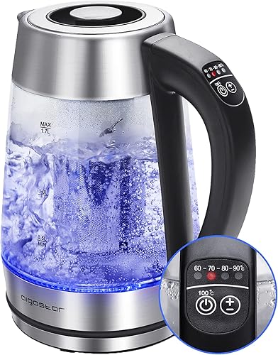 Miniatura 6 de Aigostar Hervidor eléctrico y tetera con control de temperatura e infusor de té, hervidor de agua caliente de 1500 W con temperatura variable,