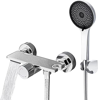 Comprar Auralum Grifo Bañera Monomando Latón Efecto Cascada con Alcachofa de Ducha 5 modos y Flexo Ducha de Acero Inoxidable 1.5m pare Bañera y Baño, Chrom Recycled Claim Standard Blended
