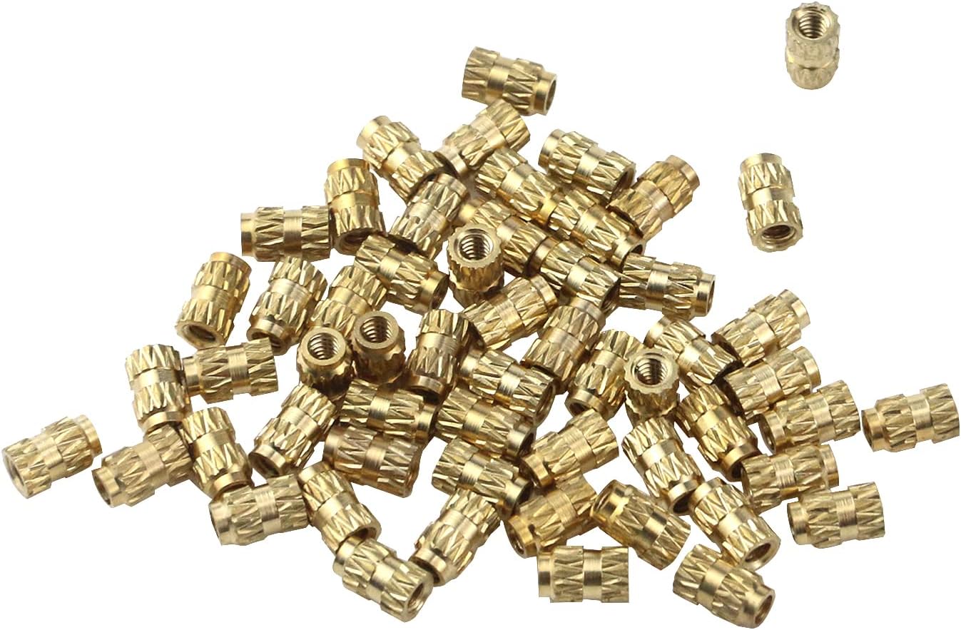 Antrader 50PCS M1.6 Female Thread Brass Knurled Insert Embedment Nut Assortment Kit