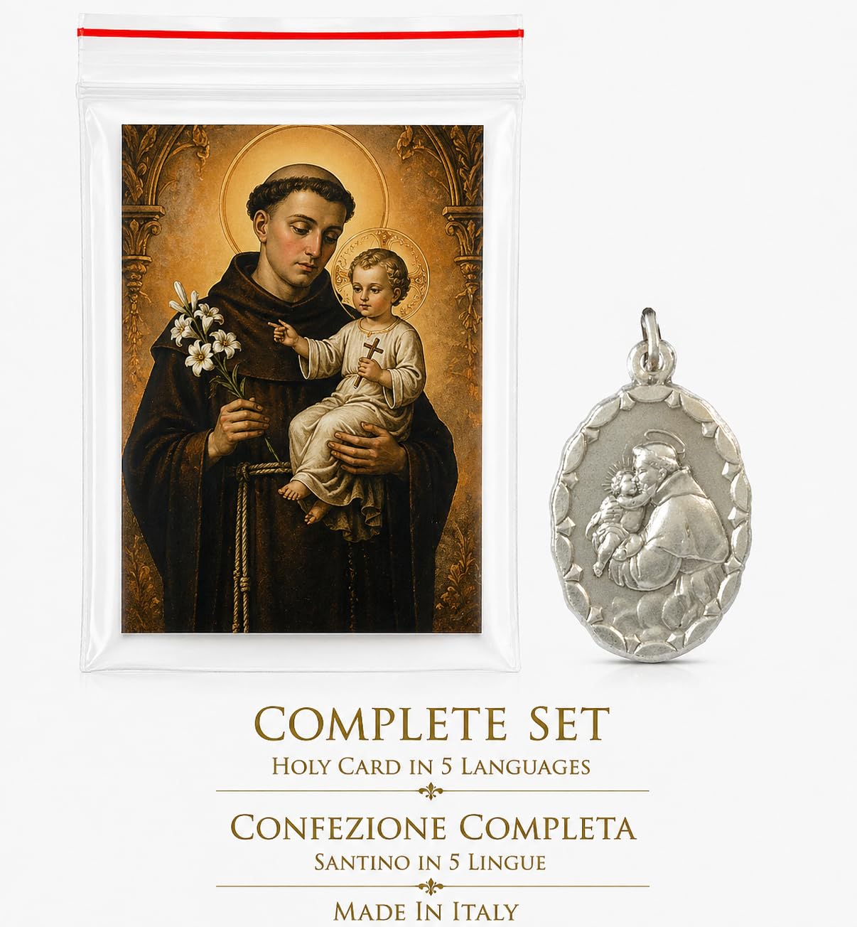 I G J MÉDAILLE OVALE DE SAINT ANTOINE DE PADOUE AVEC L'ENFANT JÉSUS - LES MÉDAILLES DES SAINT-PATRONS