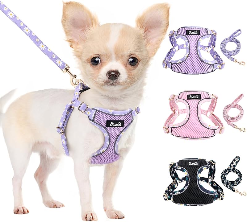 Peitoral Vest para Cães Pequenos Lukovee com Guia, Mesh Macio e Leve – XS