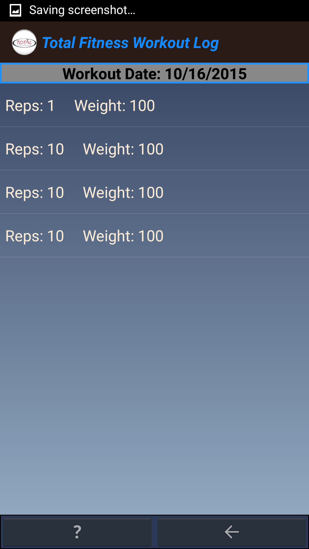 Total Fitness Workout Log App on Amazon Appstore