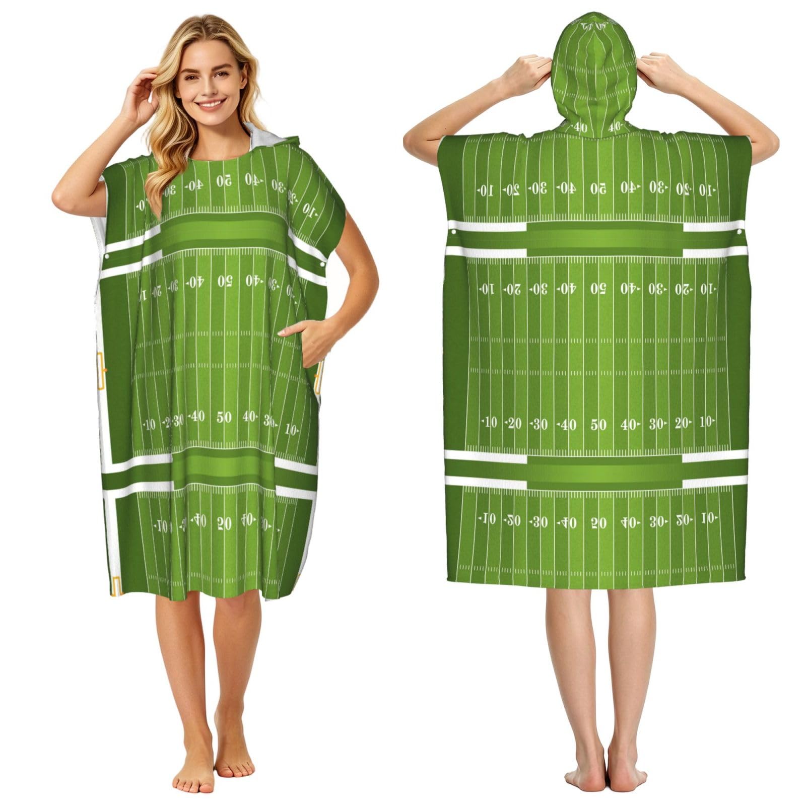 Poncho à capuche léger pour le surf et le bain vert