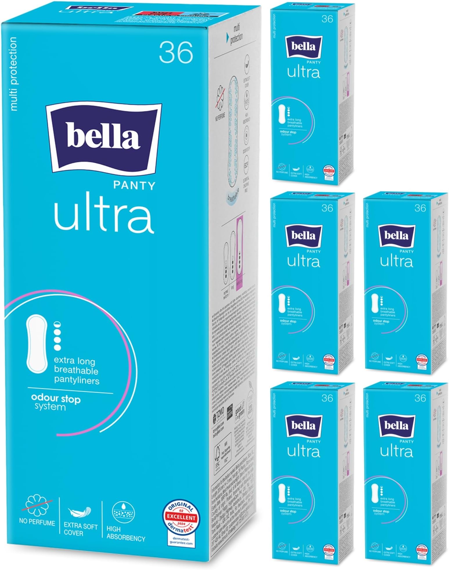 Bella Panty Ultra Panty Liners For Women Daily Use | High Absorbency|20.5 Cm Long | Perfect For White Discharge&Light Spotting | Odour Stop | No Added Perfume | Size Extra Large | Pack Of 1 | 36 Pcs