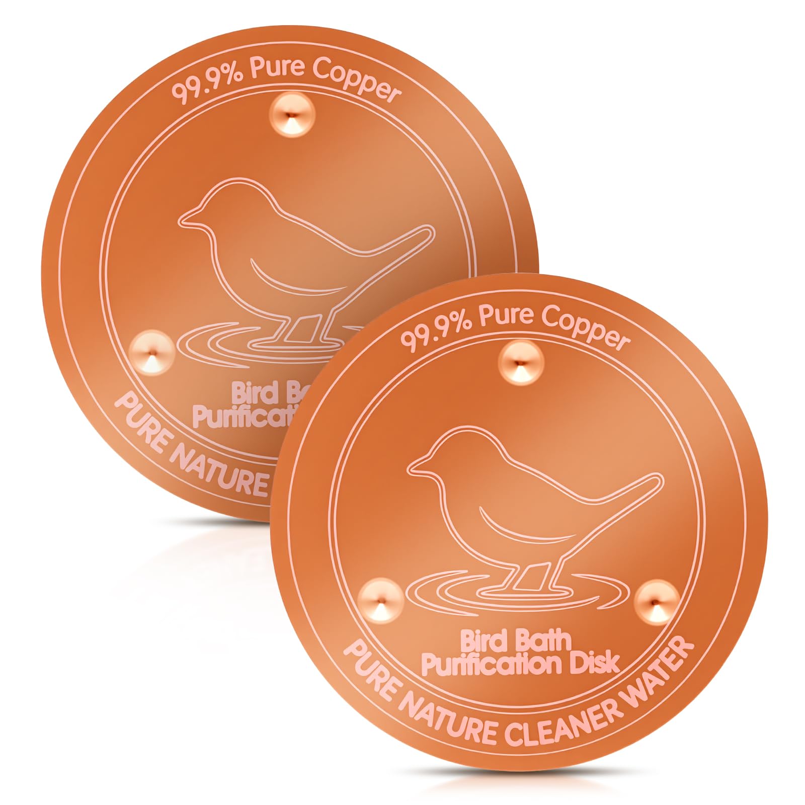 MENIBBLER Bird Bath Clean Copper Disk 99.99% Pure Copper Purification Disk with Self-Cleaning Keeps Water Fresh Fresh Year-Round, Fit for Outdoor Birdbaths and Bowls Bird Bath Fountains etc (Style 3)