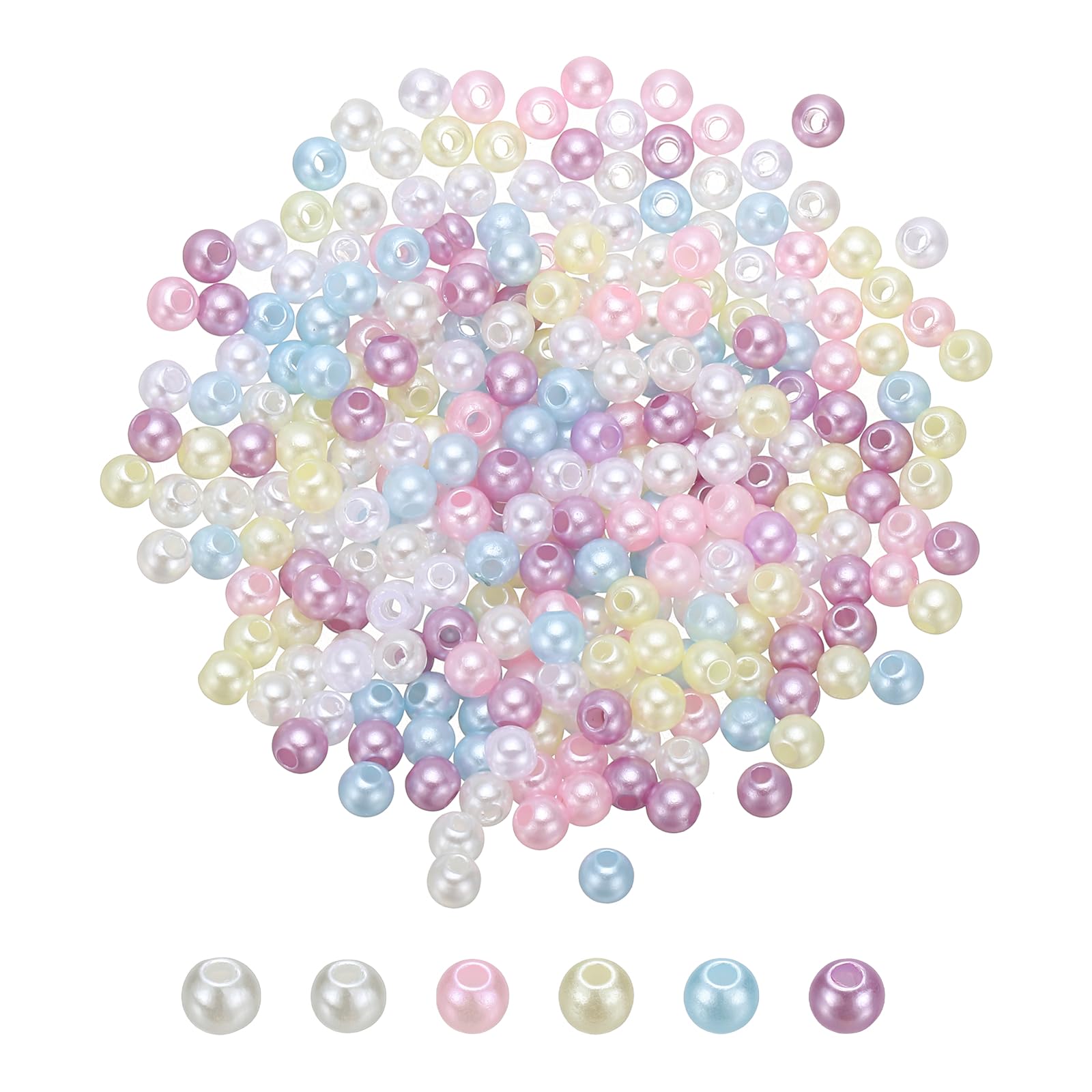 PATIKIL 4mm Colored Pearls, 280Pcs Pearl Beads for Jewelry Making Round Craft Beads with Holes for Jewelry Making DIY Crafts Necklace Bracelet Earring Sewing Home Decor, Pastel Color