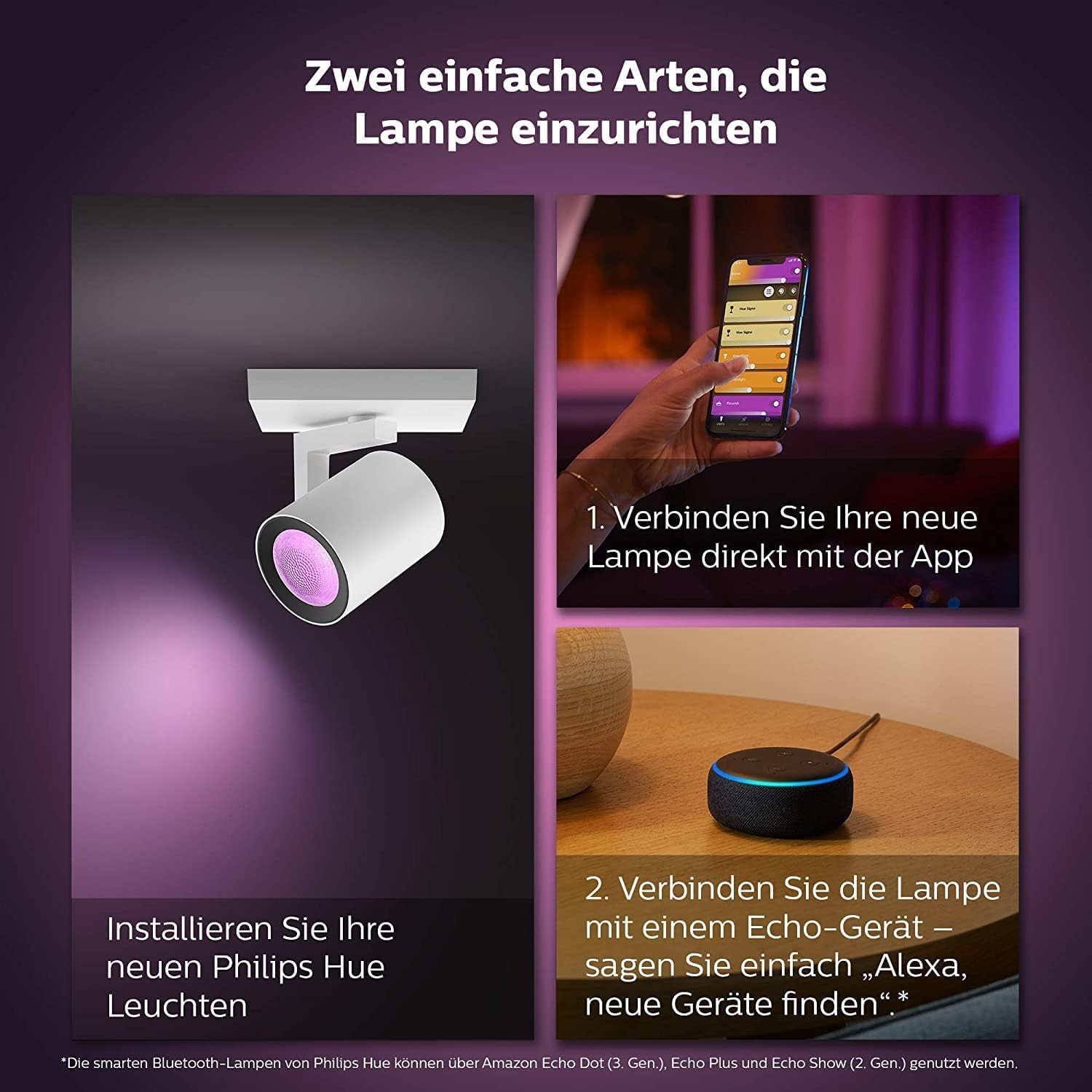 Philips Hue White & Color Ambiance Argenta LED 1er Spot (350 lm), dimmbare Deckenlampe für das Hue Lichtsystem mit 16 Mio. Farben, smarte Lichtsteuerung über Sprache und App, weiß, alte Generation
