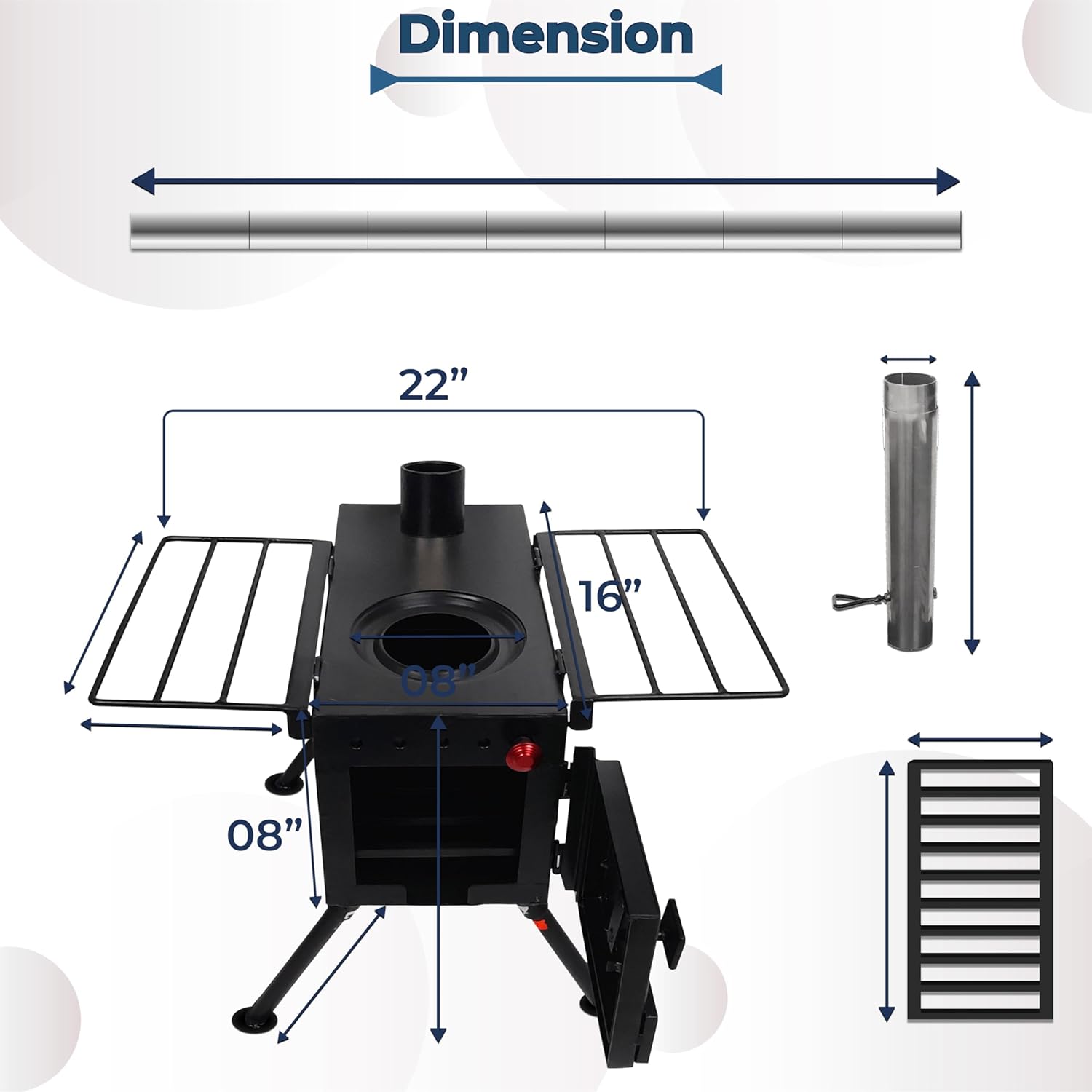 FEBTECH – Wood burning stove – outdoor camping small wood stove for home heating – tent stove with chimney pipe for Tent, Shelter, Hiking, Fishing, Heating, Cooking- mini wood stove for rv