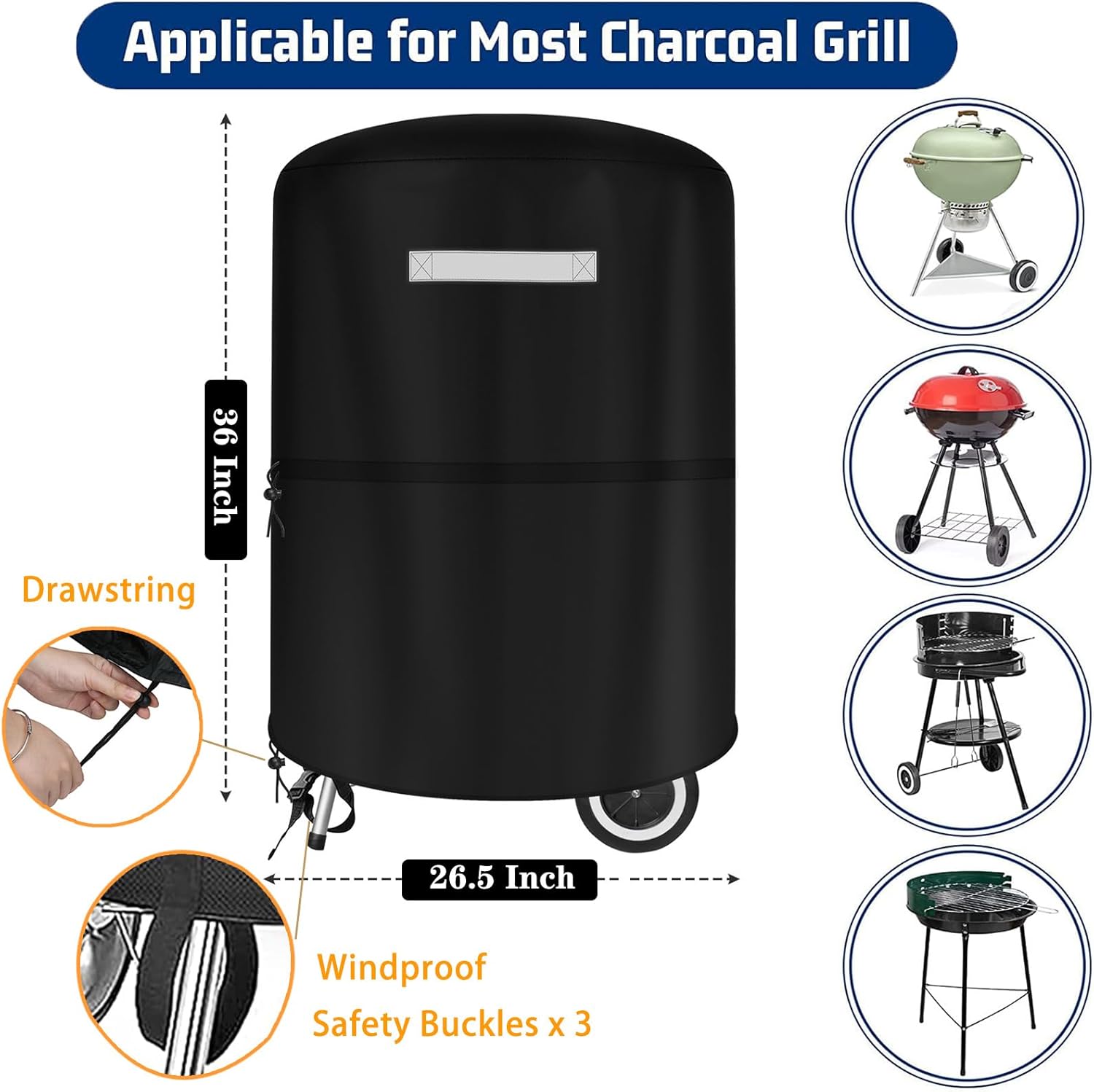 Lawn Mower Cover & 22 Inch Charcoal Kettle Grill Cover for Weber 22 Inch Charcoal Kettle Gas Grill 2 Pack, Heavy Duty BBQ Cover Waterproof Outdoor Anti-UV Smoker Barbecue Covers