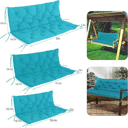 Miniatura 4 de Cojines de repuesto con respaldo, cojín de banco impermeable para muebles de exterior, cojines de repuesto lavables de 2 a 3 plazas, almohadilla de