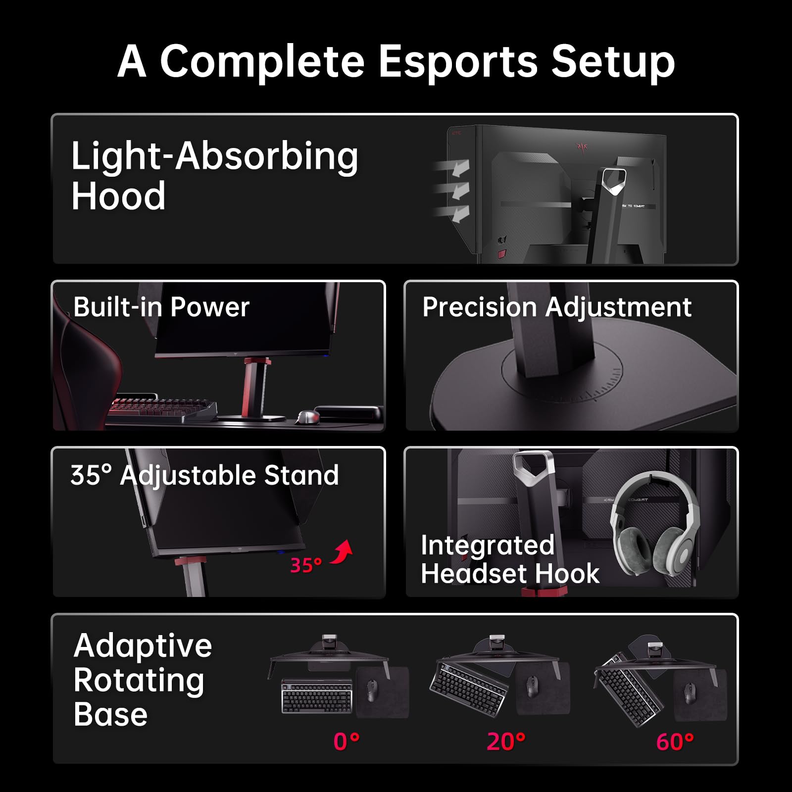 KTC 24.1 Inch 400Hz Gaming Monitor, Fast TN Panel, 1ms Response Time, 1000:1 Contrast, Adjustable Stand, Dual HDMI & DP Ports, Anti-Glare Hood, Integrated Headset Hook – Ideal for Esports