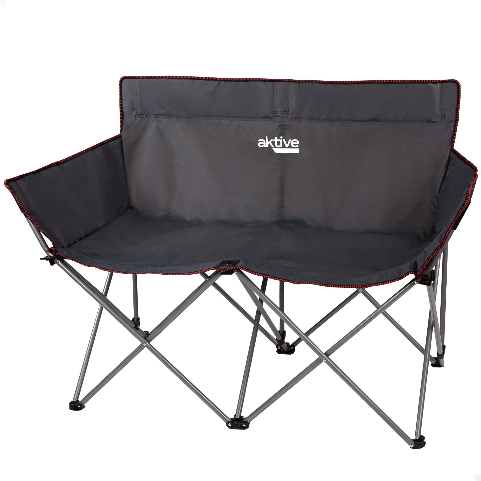 AKTIVE Silla Plegable Doble, Medidas 107x63x88cm, Capacidad 2 Personas - Peso máximo 110kg por Persona, Estructura de Acero, Silla Alta :​47 cm, Ligera, fácil de Plegar y Transport (52882)