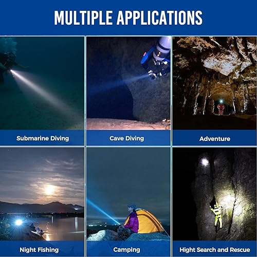 Miniatura 5 de ORCATORCH D550 - Luz de buceo de 1000 lúmenes, linterna de buceo, 3 modos, IP68, impermeable, luces submarinas de buceo nocturno, antorcha submarina