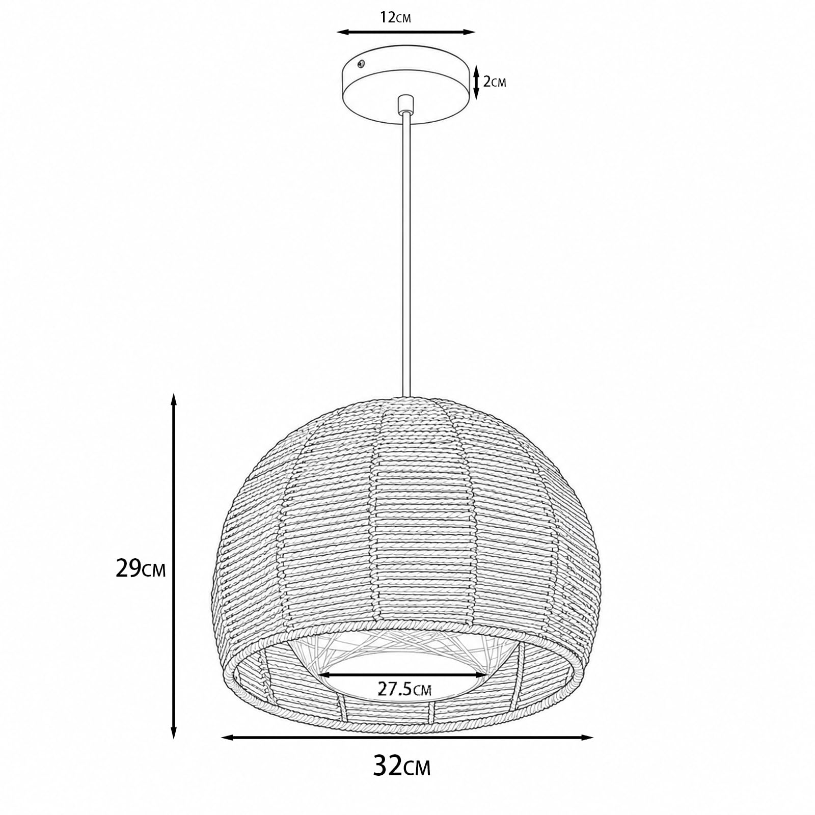 Alpinaluz Lampa Wisząca E27 Pleciony Papier Odcień Juty 2 Warstwy Ø32 cm