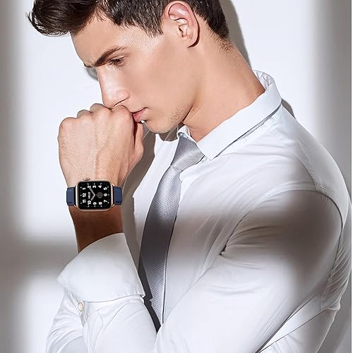 Miniatura 6 de OMIU correas compatibles con Apple Watch de 1.49, 1.57, 1.65 y 1.73pulgadas correa de repuesto de cuero auténtico compatible con Apple Watch Series