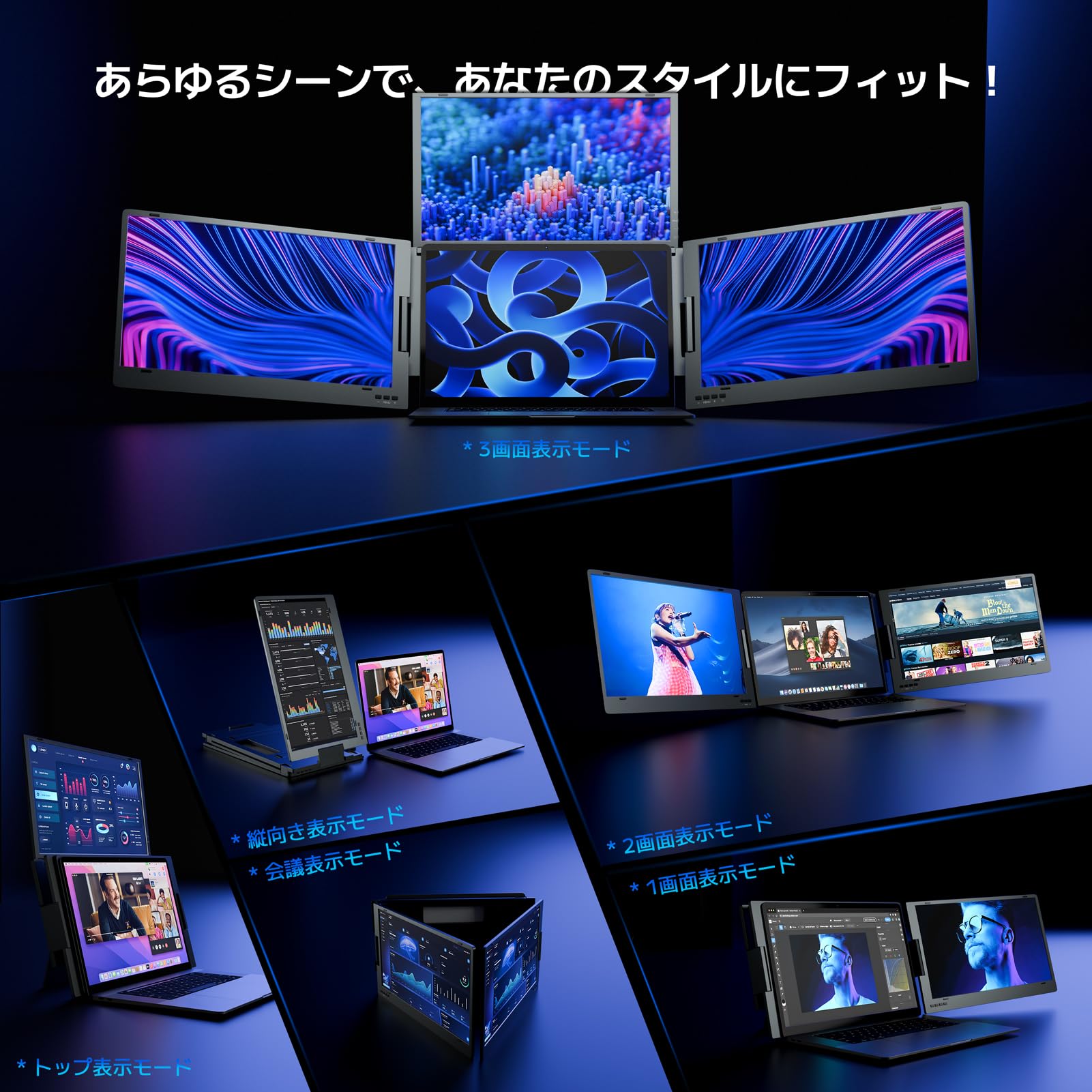 ROADOM モバイルモニター 14インチ トリプルモニター ROADOM モバイルモニター 14インチ トリプルモニター 12~16