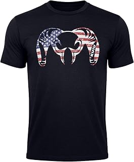 Patriotic Ram T-Shirt for Men, American Flag Ram Logo Tee, Lightweight Cotton Polyester Hunting Shirt, Soft, Durable Fit