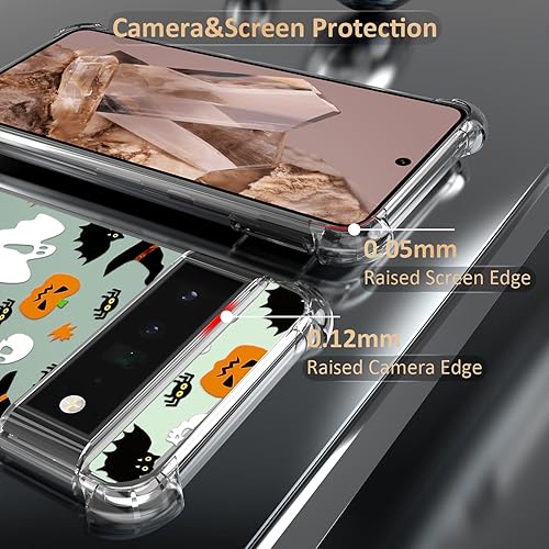 Miniatura 2 de CAROKI Funda transparente de Halloween para Google 6a, con patrón de fantasma, funda protectora de TPU suave, delgada, a prueba de golpes, para