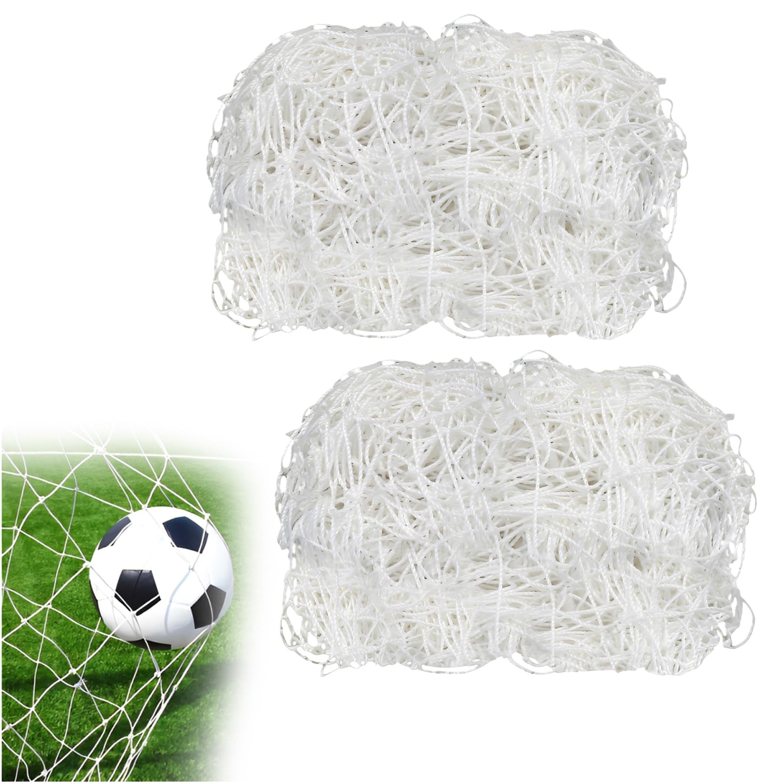 Rete per porta da calcio, 2 pezzi di ricambio per porte da calcio, 3 x 2 m, rete per l'allenamento di competizioni sportive (solo rete)