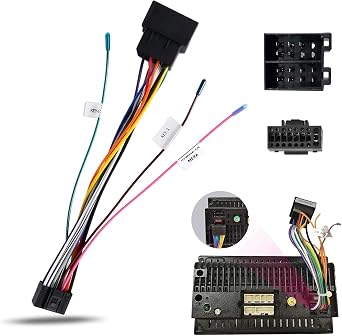 Inefala 16 Pin ISO Radio Wiring Harness Adapter for Android Car Stereo Radio, Power Cable Power Plug Adapter with Key 1 Key 2 Reverse Control Line for Android Car Radio Head Unit