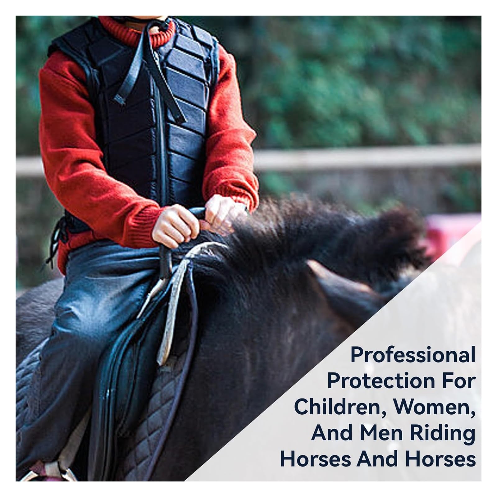 Ecuestres chaqueta protectora chaleco， Chaleco de seguridad acolchado y protector for entrenamiento de equitación, cómodo y adecuado for niños y niñas