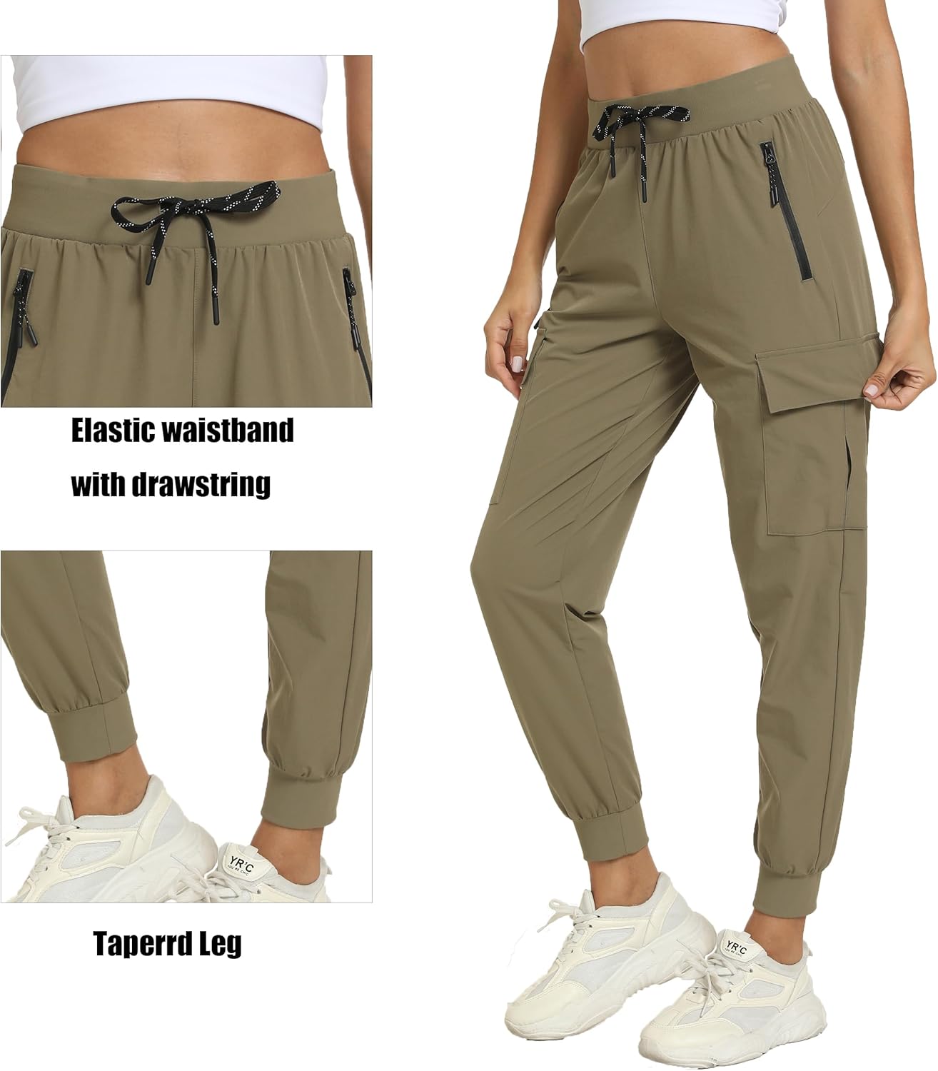 Women's Joggers with Pockets Lightweight - Water Resistant Cargo Athletic Pants for Hiking Running Camping Travel - Image 6