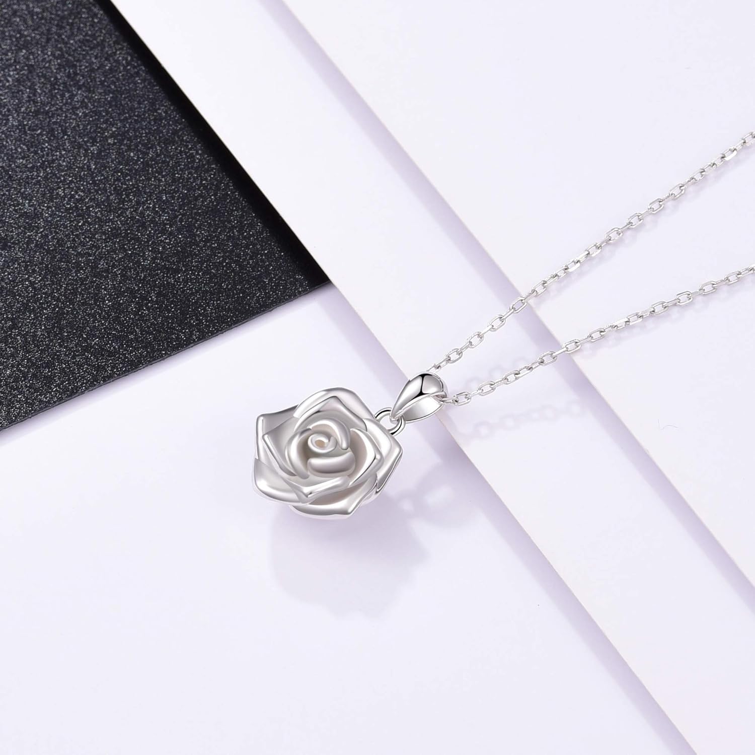 BEILIN Rose Flower Cremation Urn Pendant Necklace 925 Sterling Silver Keepsake Memorial Flower Urn Jewelry for Ashes - Image 5