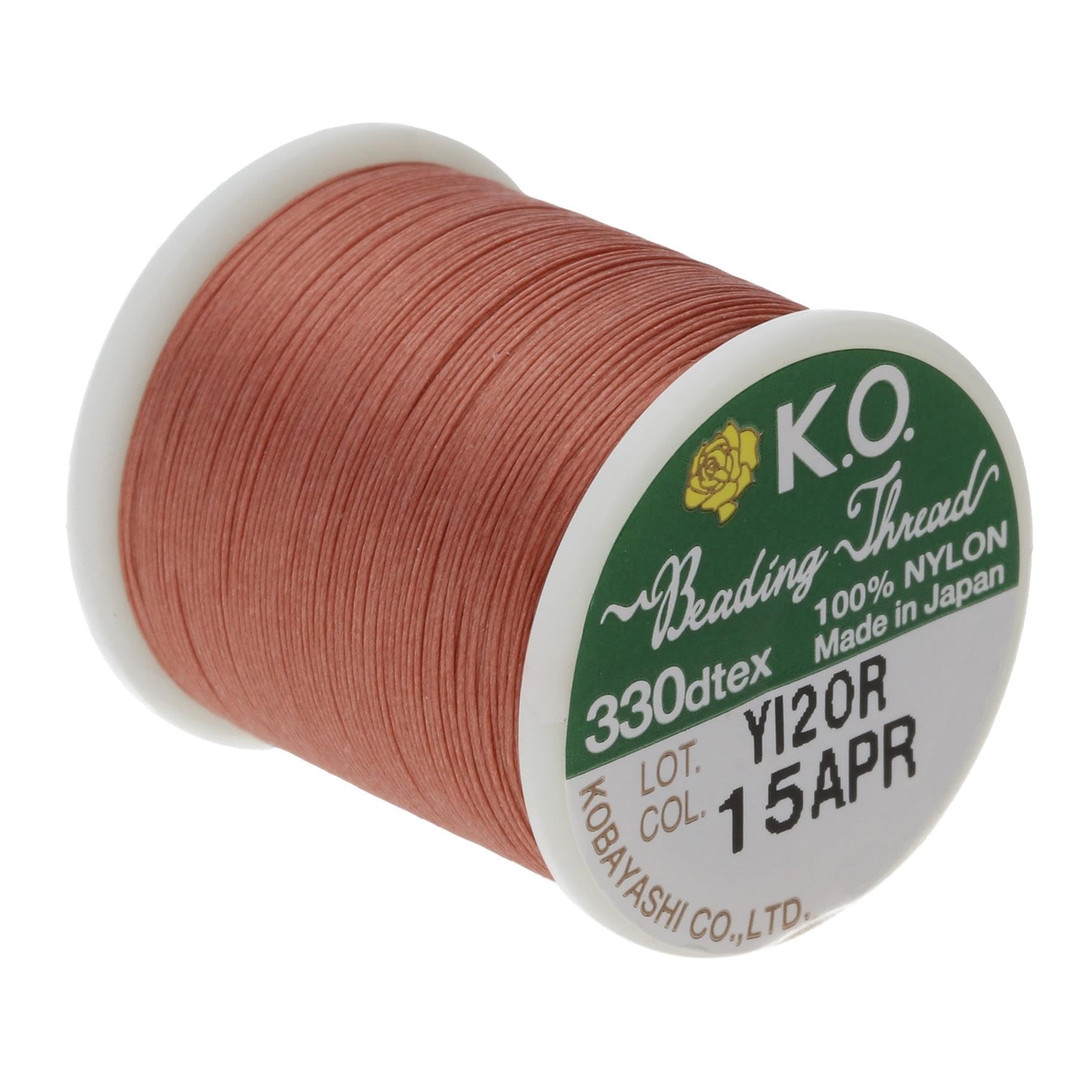 KO nić, nylonowa nić do koralików, kolor morelowy, japoński, wstępnie woskowany 100% nylon, 330TEX, odporne na plątanie sznurków, 50 metrów, pudełko 12 sztuk, zastosowanie do projektów koralików,