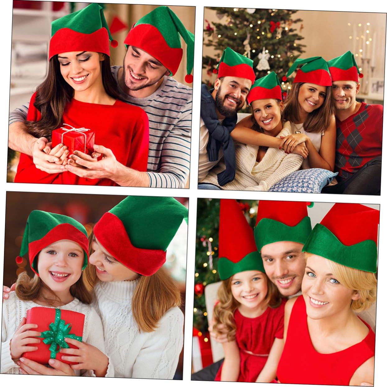 Cabilock 12 Pièces Chapeau elfique faveurs de costume de fête de couvre-chef d'elfe bonnet noel bonnet de noel deguisement adulte feutre chapeau de lutin de noël déguisement